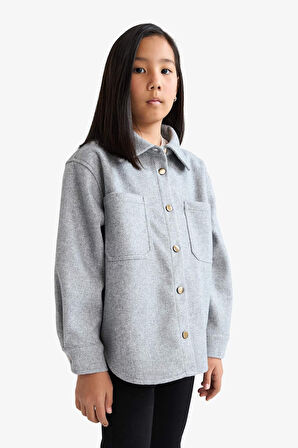 Kız Çocuk Uzun Kollu Çıtçıtlı Gömlek Ceket