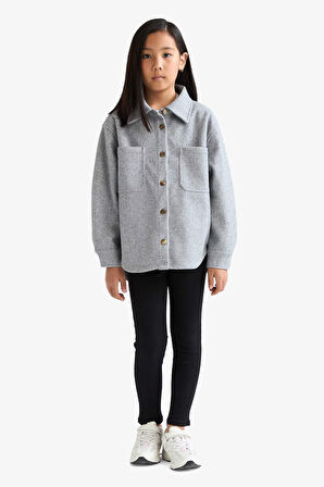 Kız Çocuk Uzun Kollu Çıtçıtlı Gömlek Ceket