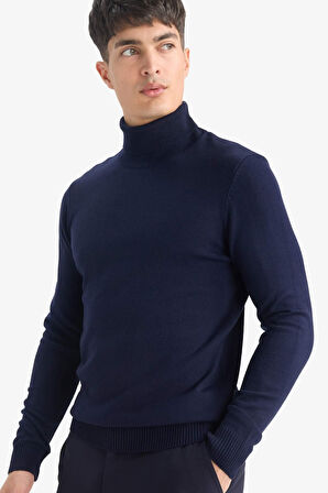 Slim Fit Dar Kesim Balıkçı Yaka Triko Kazak