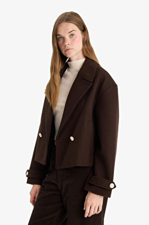 Regular Fit Düğmeli Kaşe Kaban