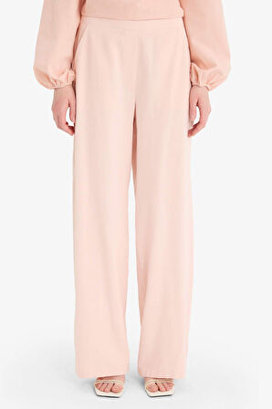 Wide Leg Keten Karışımlı Geniş Paça Pantolon