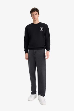 DeFacto Boxy Fıt Baskılı Sweatshirt F2626AX25WNBK81