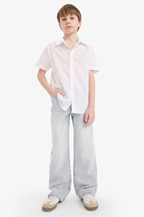 Erkek Çocuk Okula Dönüş Regular Fit Polo Yaka Pamuklu Kısa Kollu Gömlek