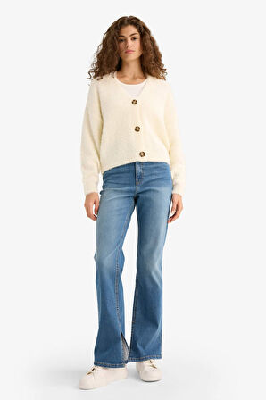 Oversize Geniş Kalıp V Yaka Triko Hırka