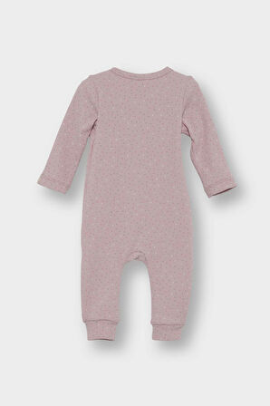 Kız Bebek Yenidoğan Puantiyeli Fitilli Kaşkorse Uzun Kollu Tulum