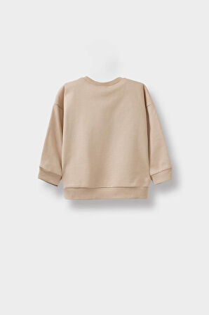 Erkek Bebek Bisiklet Yaka Baskılı İçi Yumuşak Tüylü 2'li Sweatshirt