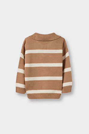 Erkek Bebek Polo Yaka Çizgili Kazak