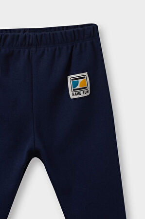 Erkek Bebek 2'li Takım Etiket Baskılı Sweatshirt Eşofman Altı