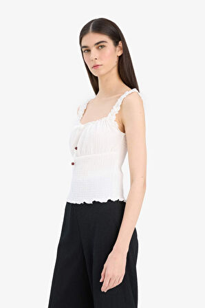 Slim Fit Dar Kesim Kare Yaka Bürümcük Atlet