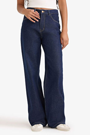 Straight Wide Yüksek Bel Düz Paça Uzun Jean Pantolon