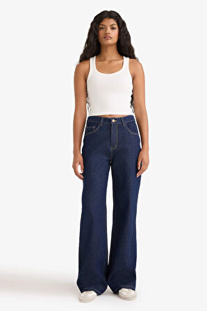 Straight Wide Yüksek Bel Düz Paça Uzun Jean Pantolon