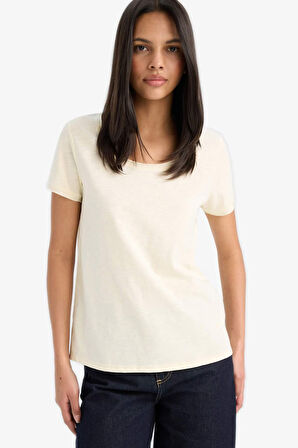 DeFacto Regular Fit Yuvarlak Yaka Basic Düz Kısa Kollu Tişört K1508AZ25SMYL504