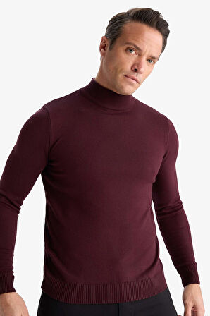 Slim Fit Dar Kesim Balıkçı Yaka Basic Düz Triko Kazak