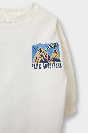 Erkek Bebek 2'li Takım Baskılı Sweatshirt Kargo Cepli Pantolon