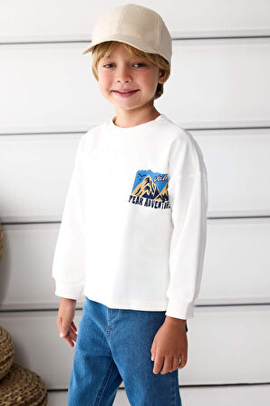 Erkek Bebek 2'li Takım Baskılı Sweatshirt Kargo Cepli Pantolon