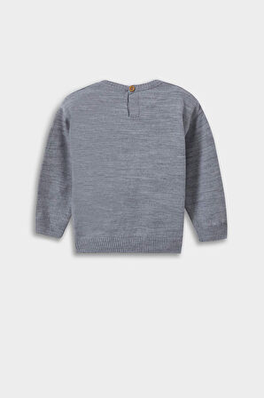 Erkek Bebek Bisiklet Yaka Ayı Baskılı Kazak