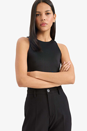 Afra x Defacto Slim Fit Dar Kesim Halter Yaka Atlet