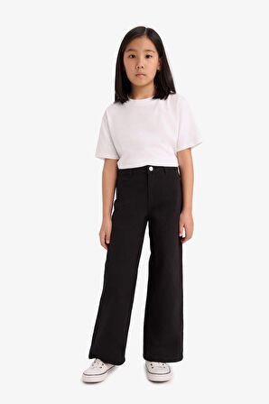 Kız Çocuk Wide Leg Geniş Paça Pamuklu Okul Pantolonu