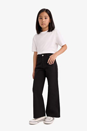 Kız Çocuk Wide Leg Geniş Paça Pamuklu Okul Pantolonu