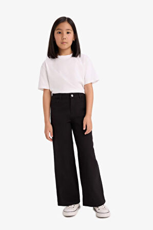 Kız Çocuk Wide Leg Geniş Paça Pamuklu Okul Pantolonu