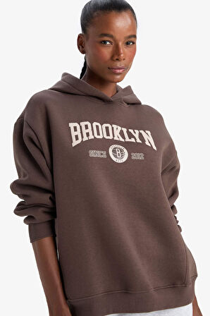 DeFactoFit NBA Brooklyn Nets Oversize Fit Kapüşonlu Sporcu Sweatshirt
