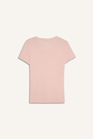 Slim Fit Dar Kesim V Yaka Basic Düz Ribana Kısa Kollu Tişört