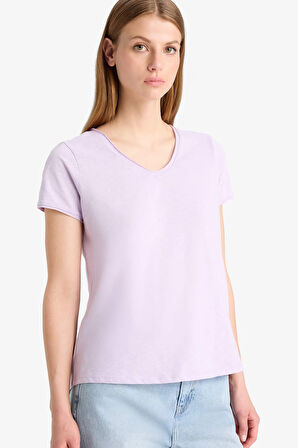 DeFacto Regular Fit V Yaka Basic Düz Kısa Kollu Tişört K1507AZ25SMPR67