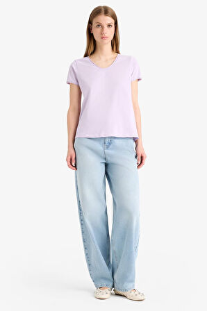 DeFacto Regular Fit V Yaka Basic Düz Kısa Kollu Tişört K1507AZ25SMPR67