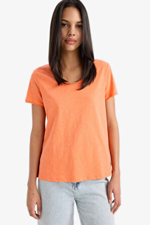 DeFacto Regular Fit V Yaka Basic Düz Kısa Kollu Tişört K1507AZ25SMOG567