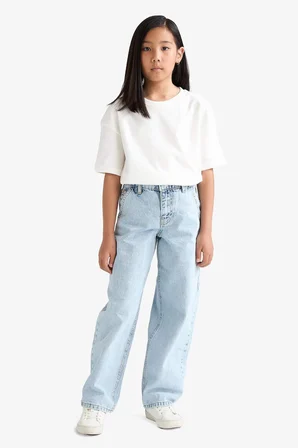 DeFacto Baggy Fit Geniş Paça Jean Pantolon Kız Çocuk E9833A825AUNM39