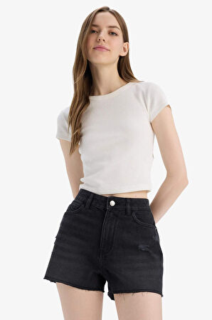 Normal Bel Kısa Paça Jean Şort