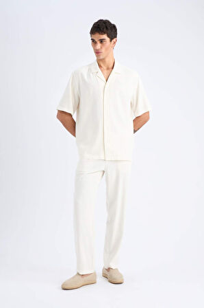 DeFacto Yazlık Viskon Jogger Pantolon Regular Fit Normal Kesim Keten Karışımlı Düz Paça Cepli B4867AX25SMBG686