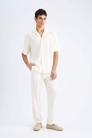 DeFacto Yazlık Viskon Jogger Pantolon Regular Fit Normal Kesim Keten Karışımlı Düz Paça Cepli B4867AX25SMBG686