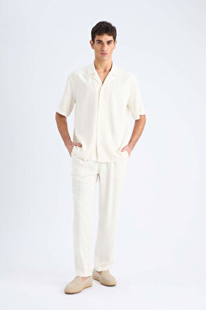 DeFacto Yazlık Viskon Jogger Pantolon Regular Fit Normal Kesim Keten Karışımlı Düz Paça Cepli B4867AX25SMBG686