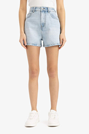 Mom Fit Yüksek Bel Kısa Paça Jean Şort