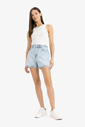 Mom Fit Yüksek Bel Kısa Paça Jean Şort