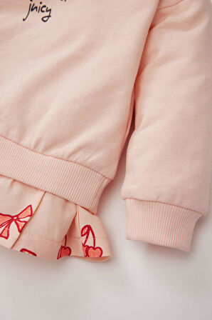 DeFacto Kız Bebek Bisiklet Yaka Baskılı İçi Yumuşak Tüylü Sweatshirt E2944A525SPPN212