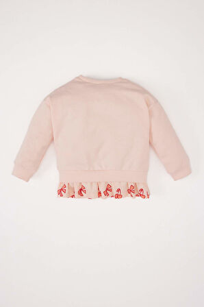DeFacto Kız Bebek Bisiklet Yaka Baskılı İçi Yumuşak Tüylü Sweatshirt E2944A525SPPN212