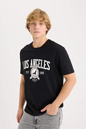 DeFacto %100 Pamuk Regular Fit Bisiklet Yaka Baskılı Kısa Kollu Tişört D5577AX25SPBK81