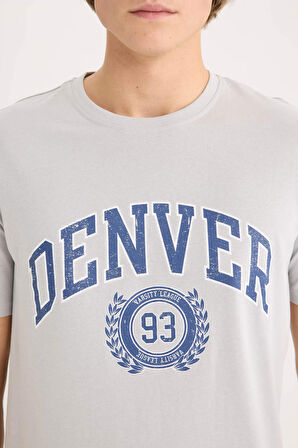 DeFacto %100 Pamuk Regular Fit Bisiklet Yaka Baskılı Kısa Kollu Tişört D5576AX25SPGR91