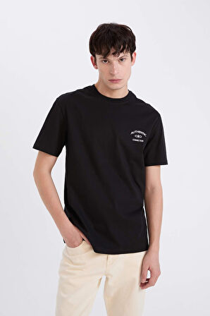 DeFacto %100 Pamuk Regular Fit Bisiklet Yaka Baskılı Kısa Kollu Tişört D5561AX25SPBK81