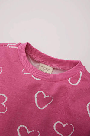 DeFacto Kız Bebek 2'li Takım Bisiklet Yaka Sweatshirt Esnek Belli İspanyol Paça Alt D8350A525SPPN280
