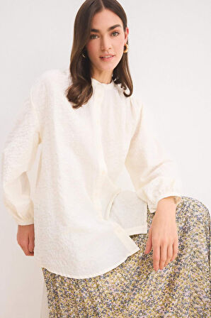 DeFacto Relax Fit Gofre Dokulu Uzun Kollu Tesettür Gömlek Tunik D4145AX25SPER105