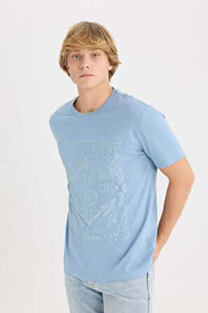 DeFacto %100 Pamuk Regular Fit Bisiklet Yaka Baskılı Kısa Kollu Tişört D8203AX25SPBE299