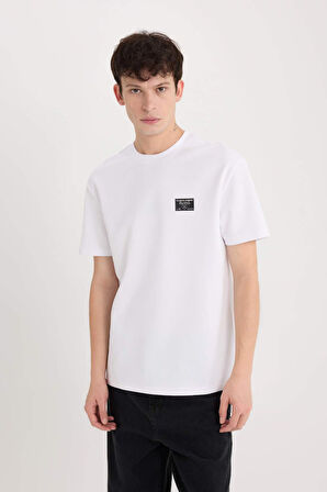 DeFacto Regular Fit Bisiklet Yaka Ütü Gerektirmeyen Nefes Alabilen Baskılı Kısa Kollu Ağır Kumaş Tişört D5516AX25SPWT34