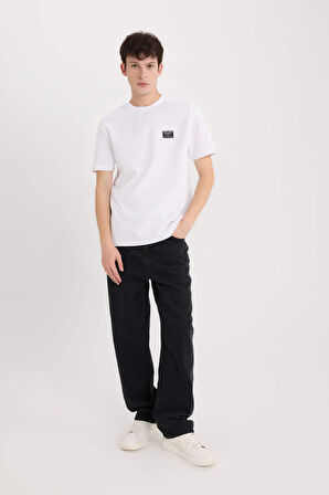 DeFacto Regular Fit Bisiklet Yaka Ütü Gerektirmeyen Nefes Alabilen Baskılı Kısa Kollu Ağır Kumaş Tişört D5516AX25SPWT34