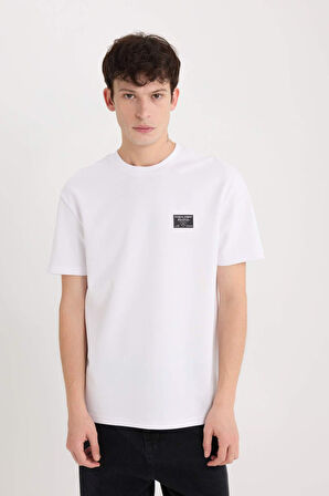 DeFacto Regular Fit Bisiklet Yaka Ütü Gerektirmeyen Nefes Alabilen Baskılı Kısa Kollu Ağır Kumaş Tişört D5516AX25SPWT34