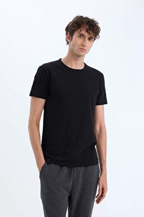 Slim Fit Dar Kesim Bisiklet Yaka Kısa Kollu Üst