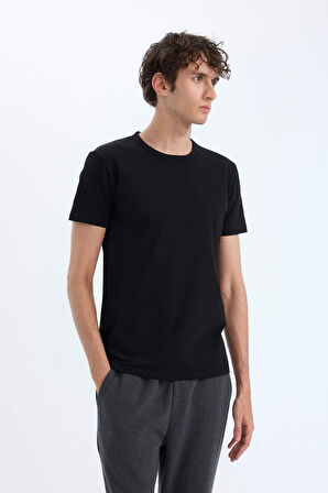 Slim Fit Dar Kesim Bisiklet Yaka Kısa Kollu Üst