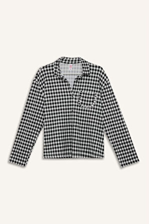 DeFacto Pijama Takımı Kareli Uzun Kollu Üst Esnek Belli Uzun Altı-Fall in Love E3464AX25SPBK81